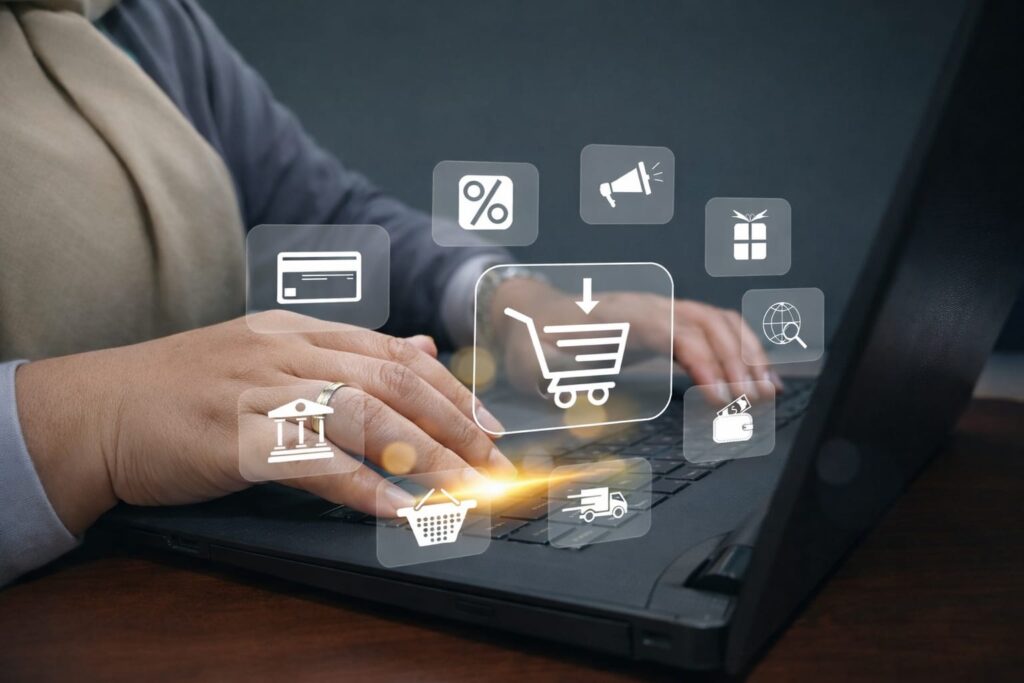 Ilustrasi Belanja Online, e-Commerce, eCommerce, Online Marketplace, Bisnis Online